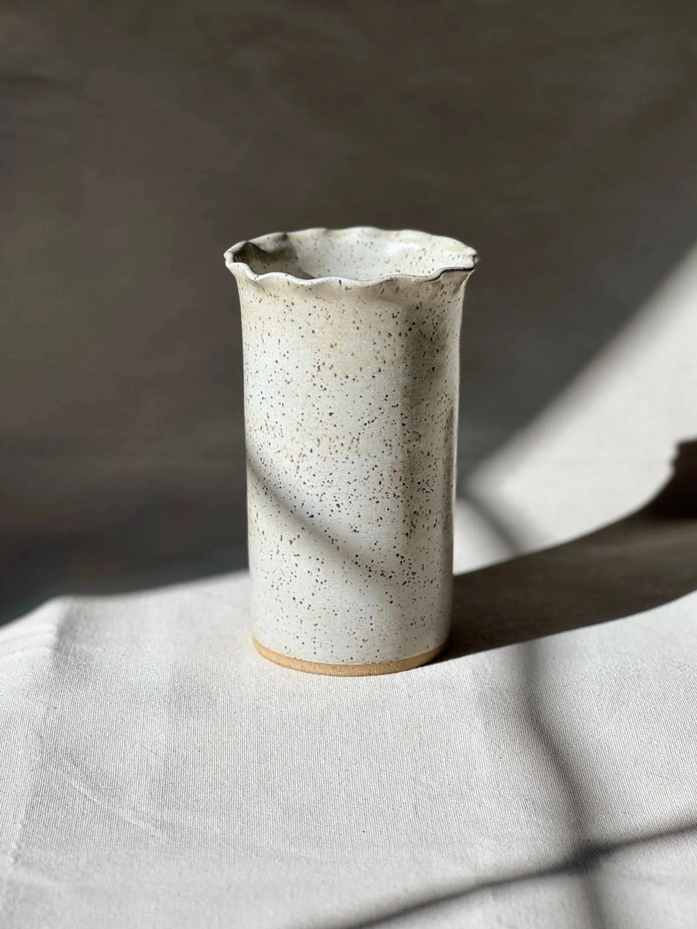 Ruffled Rim Vase in Winter White