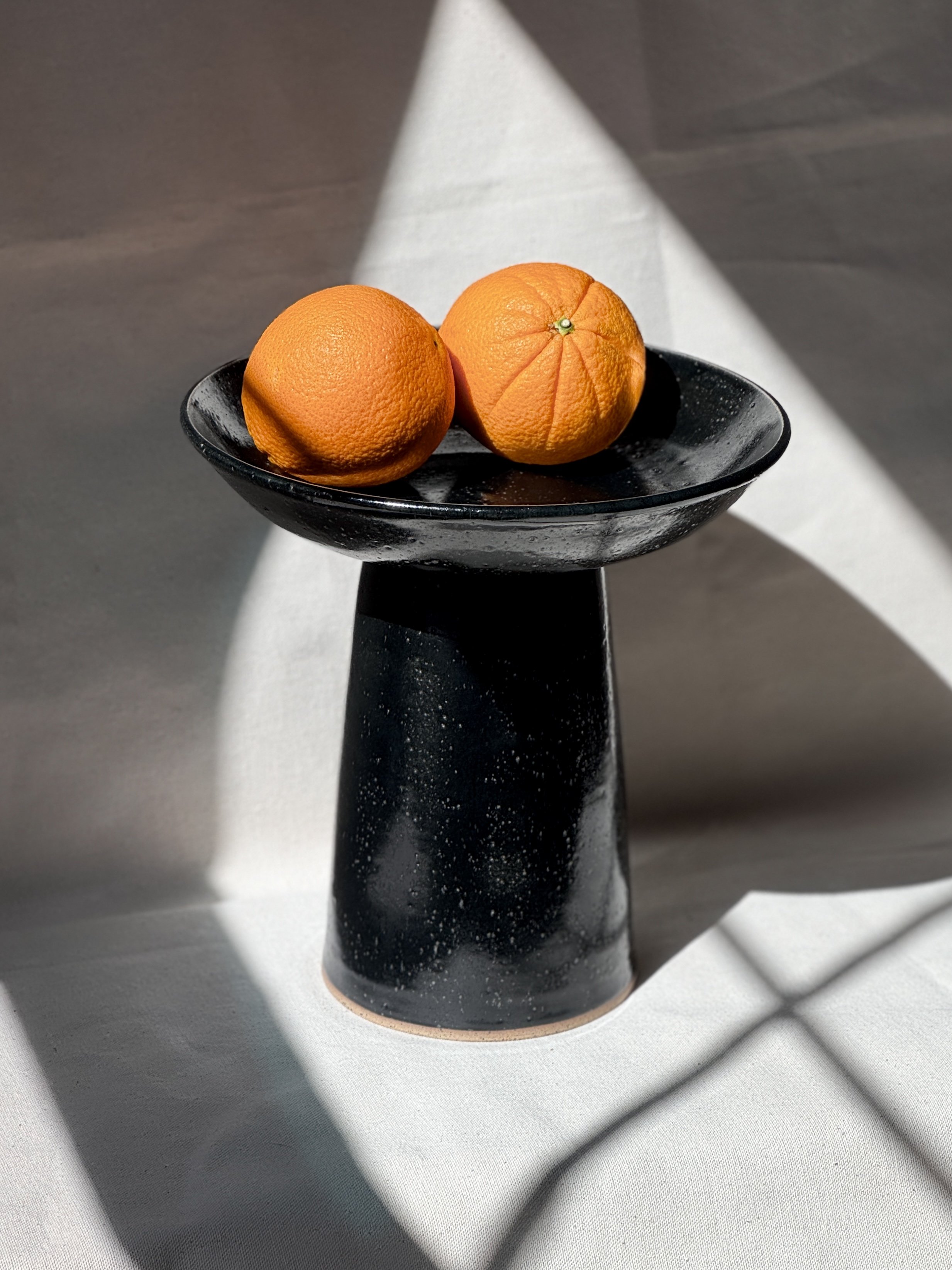 Pedestal Bowl in Satin Black (two-piece)