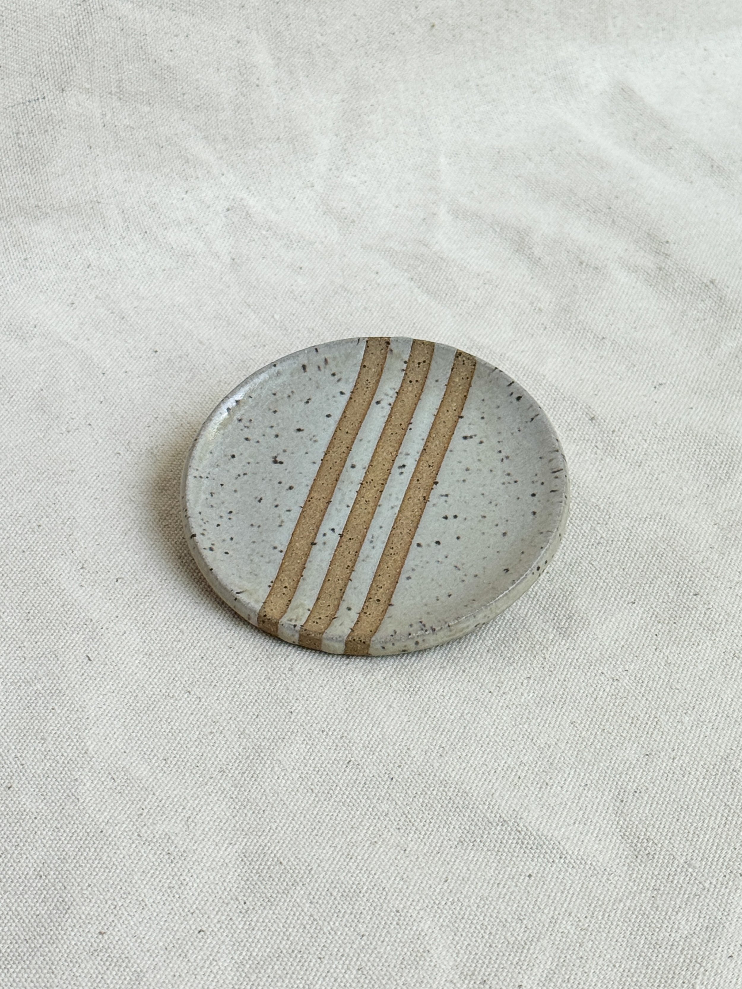 Trinket Dish in Winter White Stripe