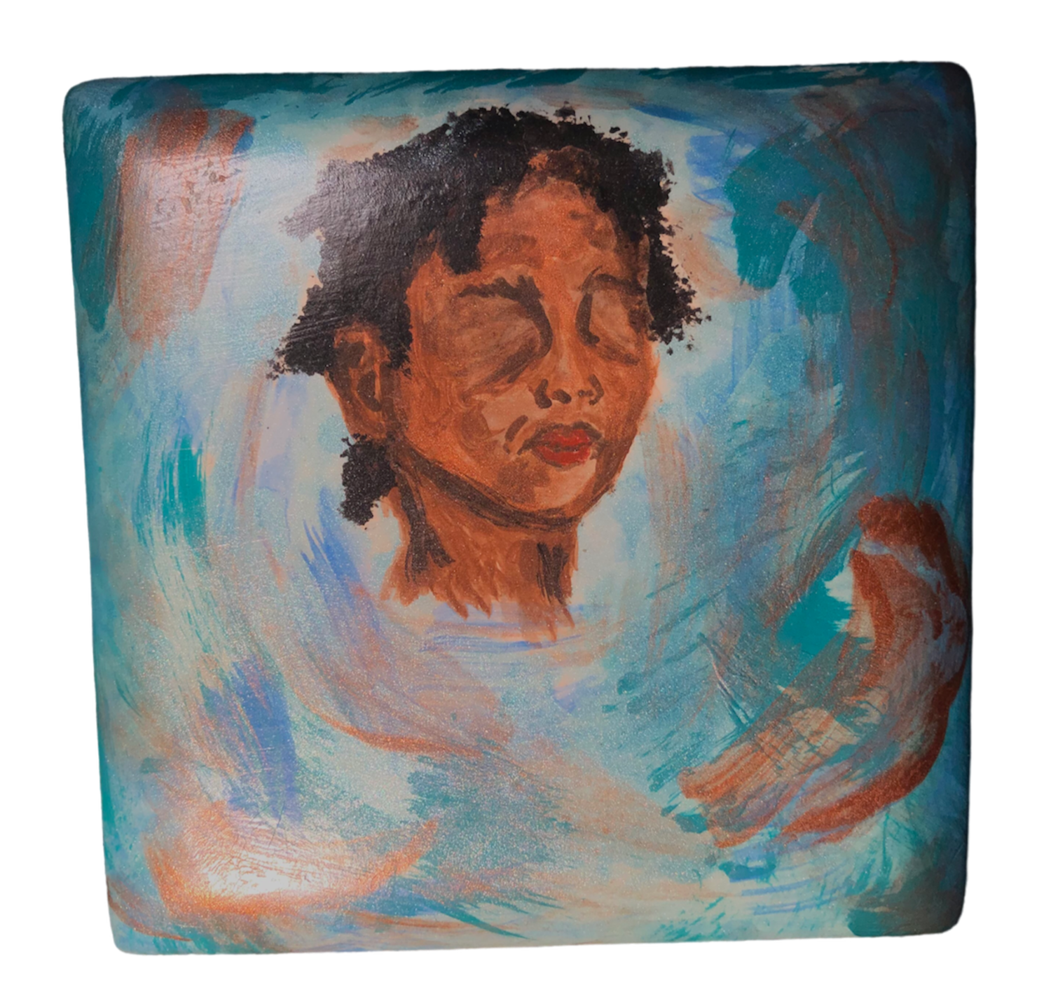 No title, 4.13 × 4.13 × 1.77 in, 2023, Acrylic on ceramic
