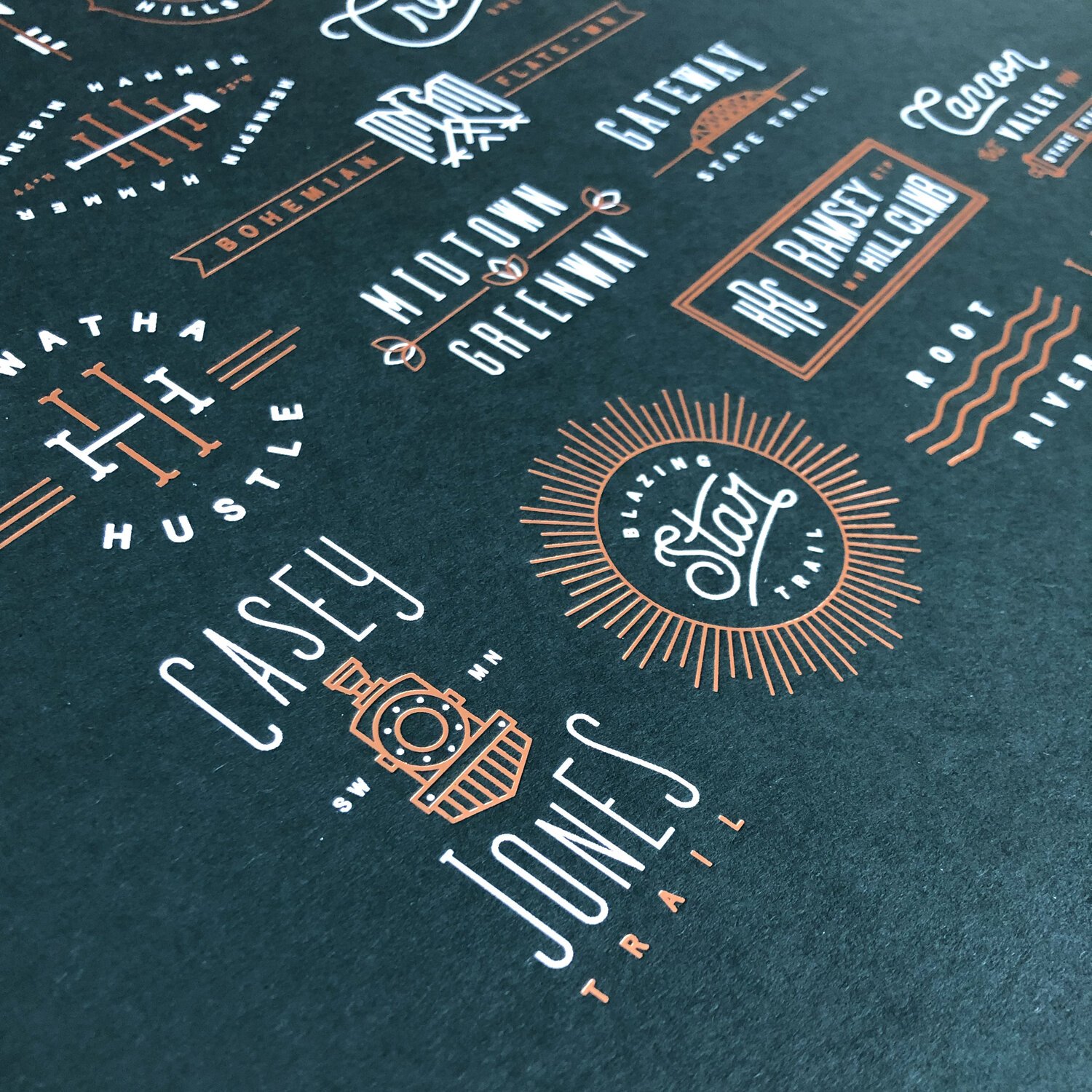 Typothesis ArtCrank Minnesota State Bicycle Trails Poster Detail