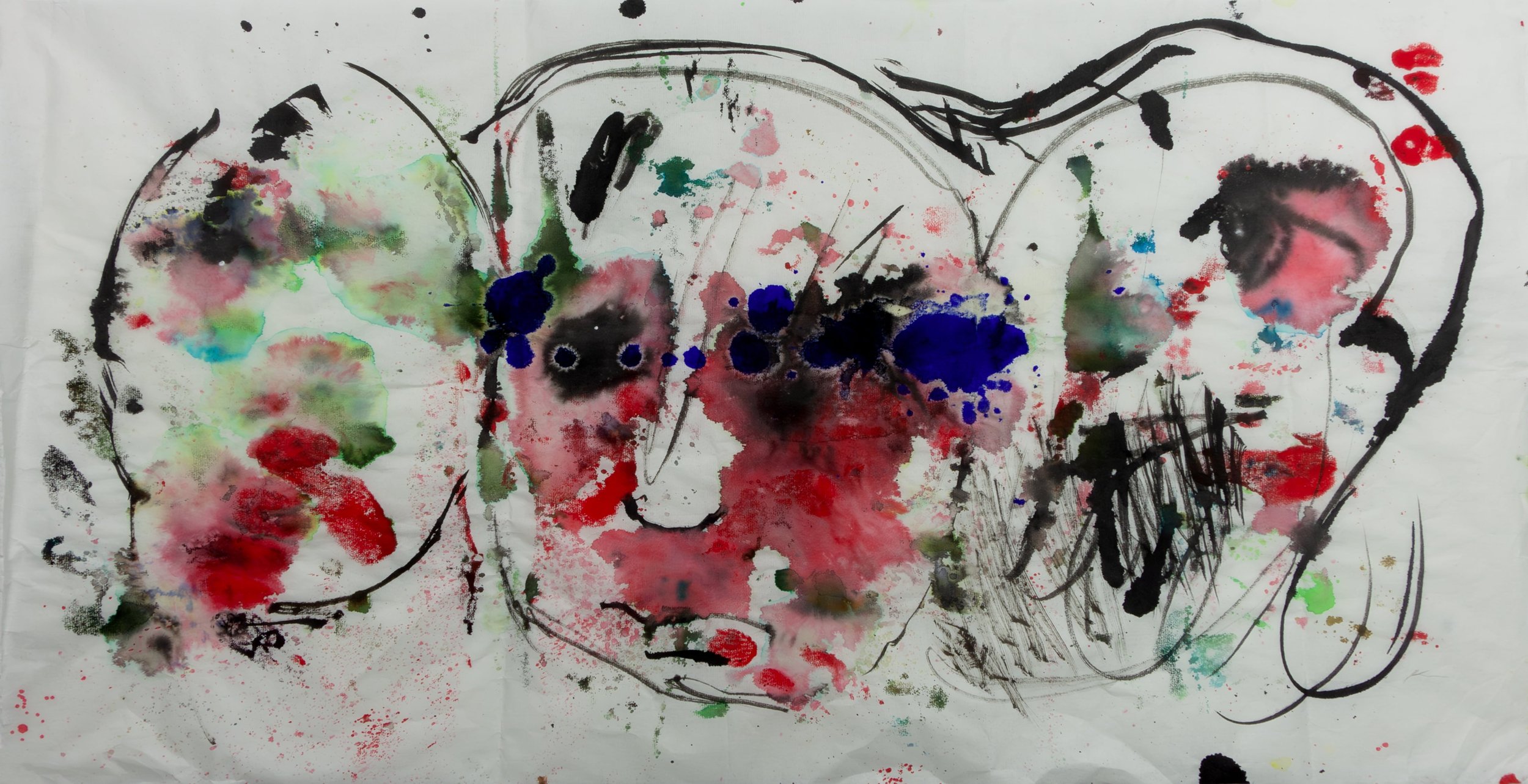 3 faces (inks on rice paper)