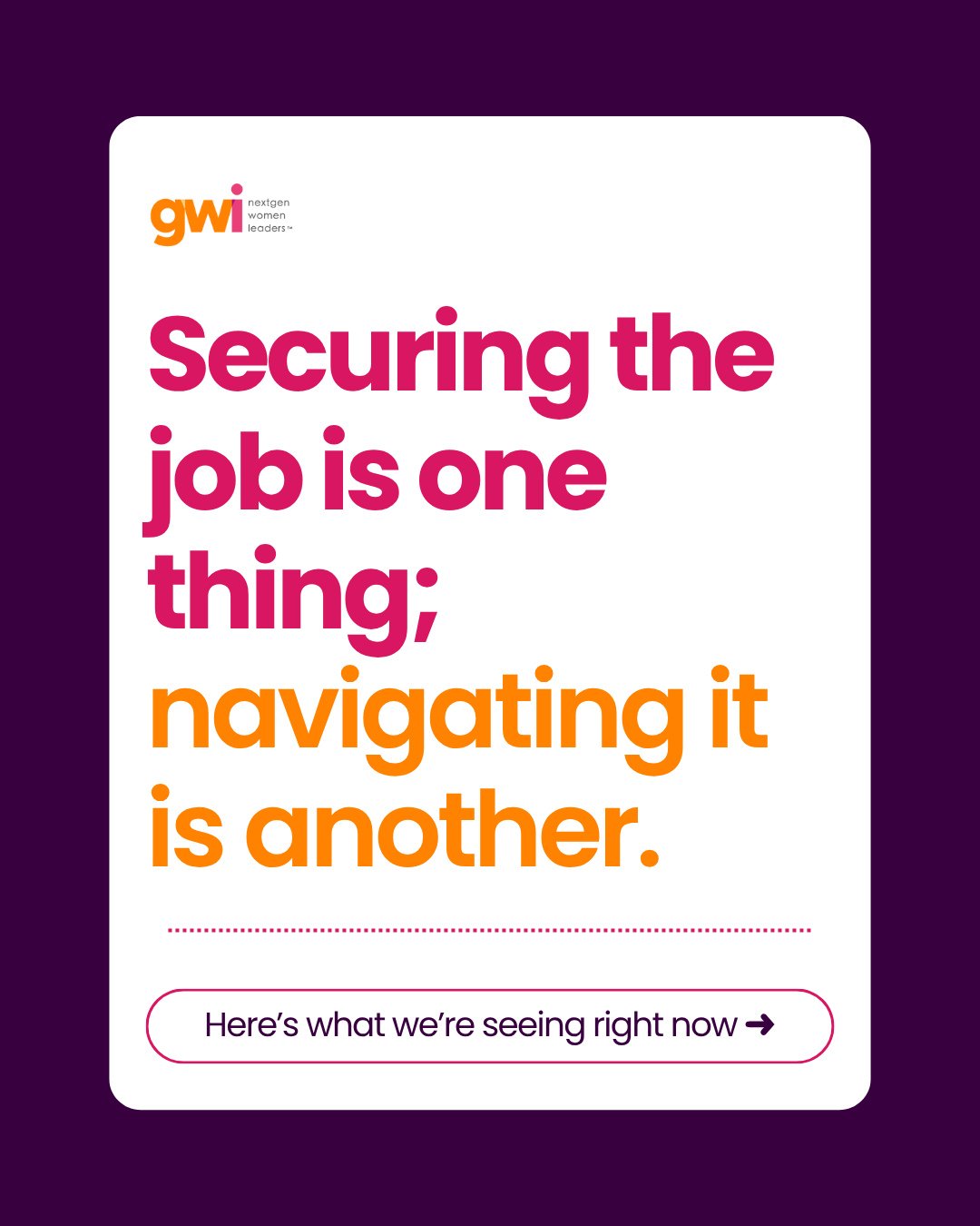 You&rsquo;ve got the job&hellip; now comes the reality check.⁠
⁠
For Gen Z, entering the workforce means navigating new challenges &mdash; less mentorship, more automation, and fewer opportunities for real growth.⁠
⁠
We&rsquo;re preparing Gen Z women