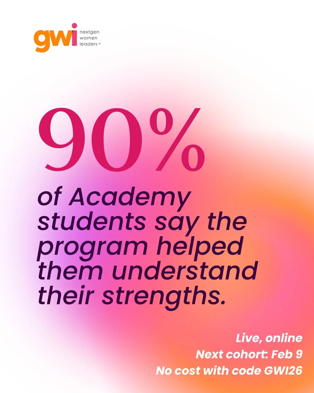 Knowing your strengths changes everything &mdash; how you speak up, apply for opportunities, and picture your future.⁠
90% of Academy students say the program helped them understand their strengths and how to use them with confidence.⁠
⁠
The Business