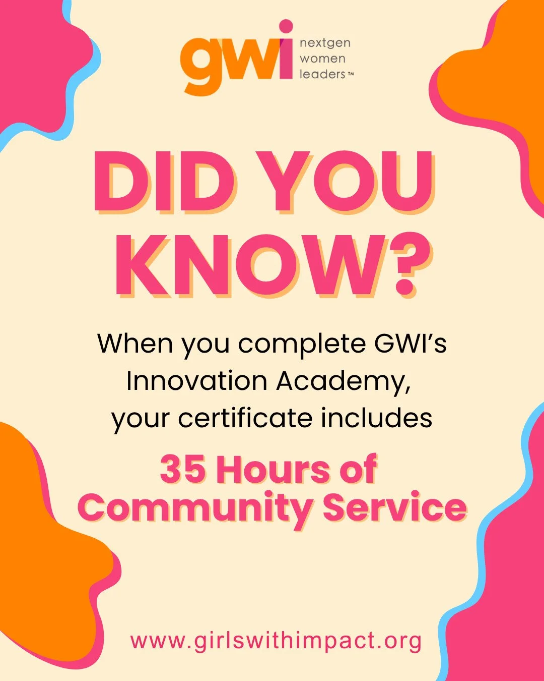 At GWI, achievement goes beyond the classroom. ⁠
⁠
When participants complete our Innovation Academy, they earn a Certificate of Achievement that includes 35 hours of community service.⁠
⁠
Leadership isn&rsquo;t just about building skills; it&rsquo;s