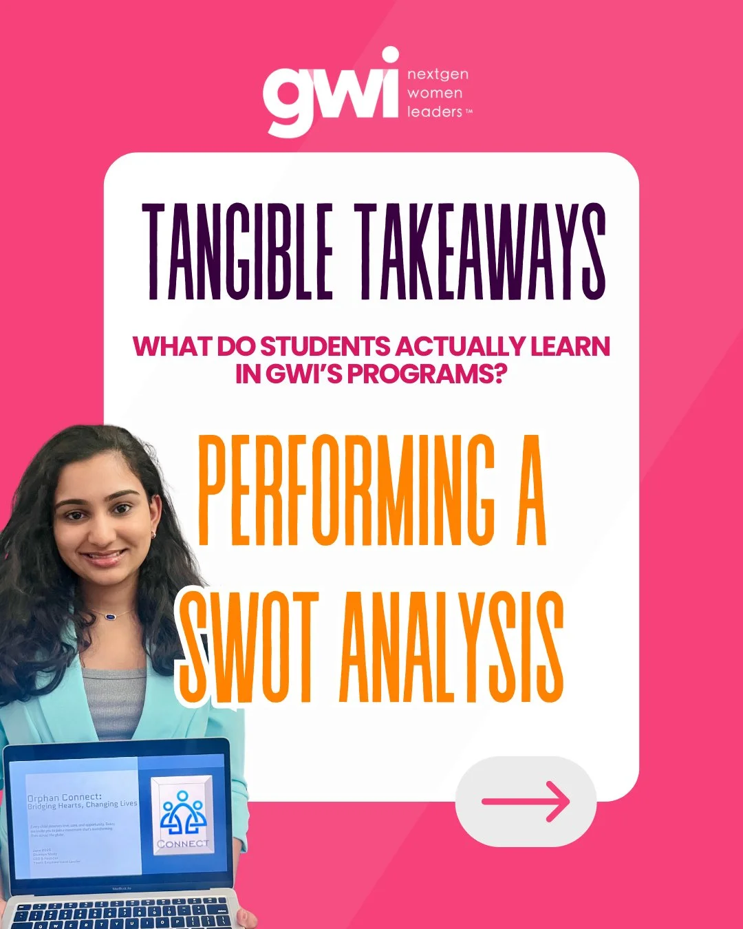 Tangible Takeaways: SWOT Analysis⁠
⁠
In GWI programs students learn, then they apply.⁠
⁠
From analyzing business ideas to understanding risks and opportunities, tools like SWOT analysis help young women think like leaders from day one.⁠
⁠
Because pre