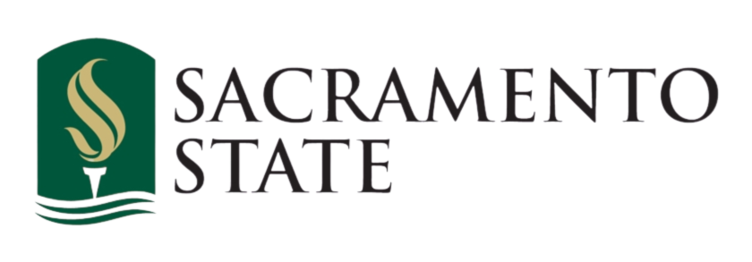 Logo of Sacramento State featuring a stylized torch and waves.