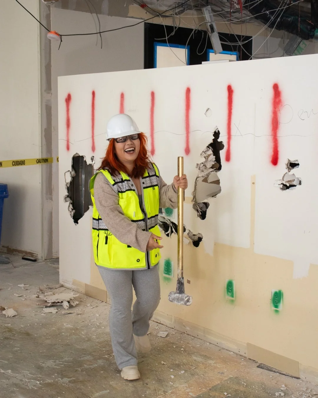 When the day calls for hard hats, PPE, and a gold sledgehammer, you know we&rsquo;re in. We had the chance to join Red Iron Group and @gcigc onsite for a little hands-on &ldquo;stress relief&rdquo; as demolition kicked off. Big thanks to Red Iron Gro