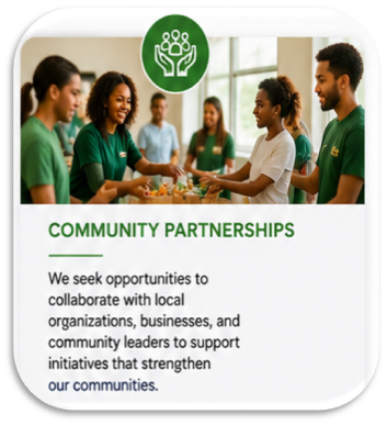 Community Partnerships—collaboration with local organizations, businesses, and community leaders