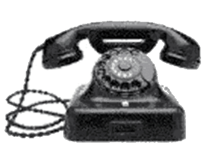 Black rotary dial telephone from the mid-20th century.