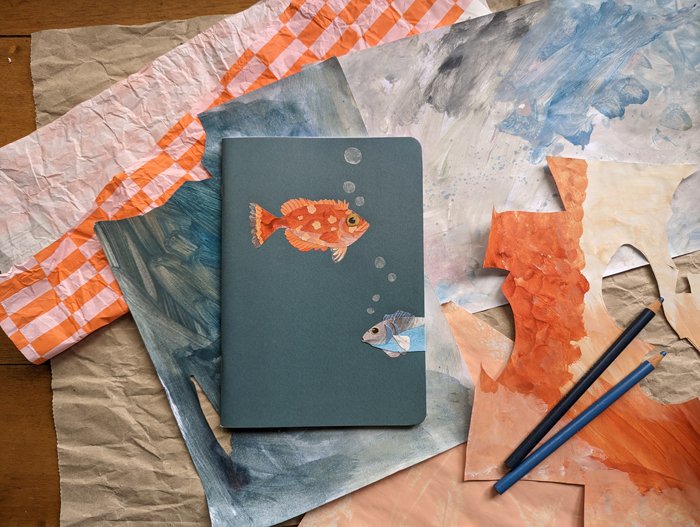 Original Fish Collaged Notebook