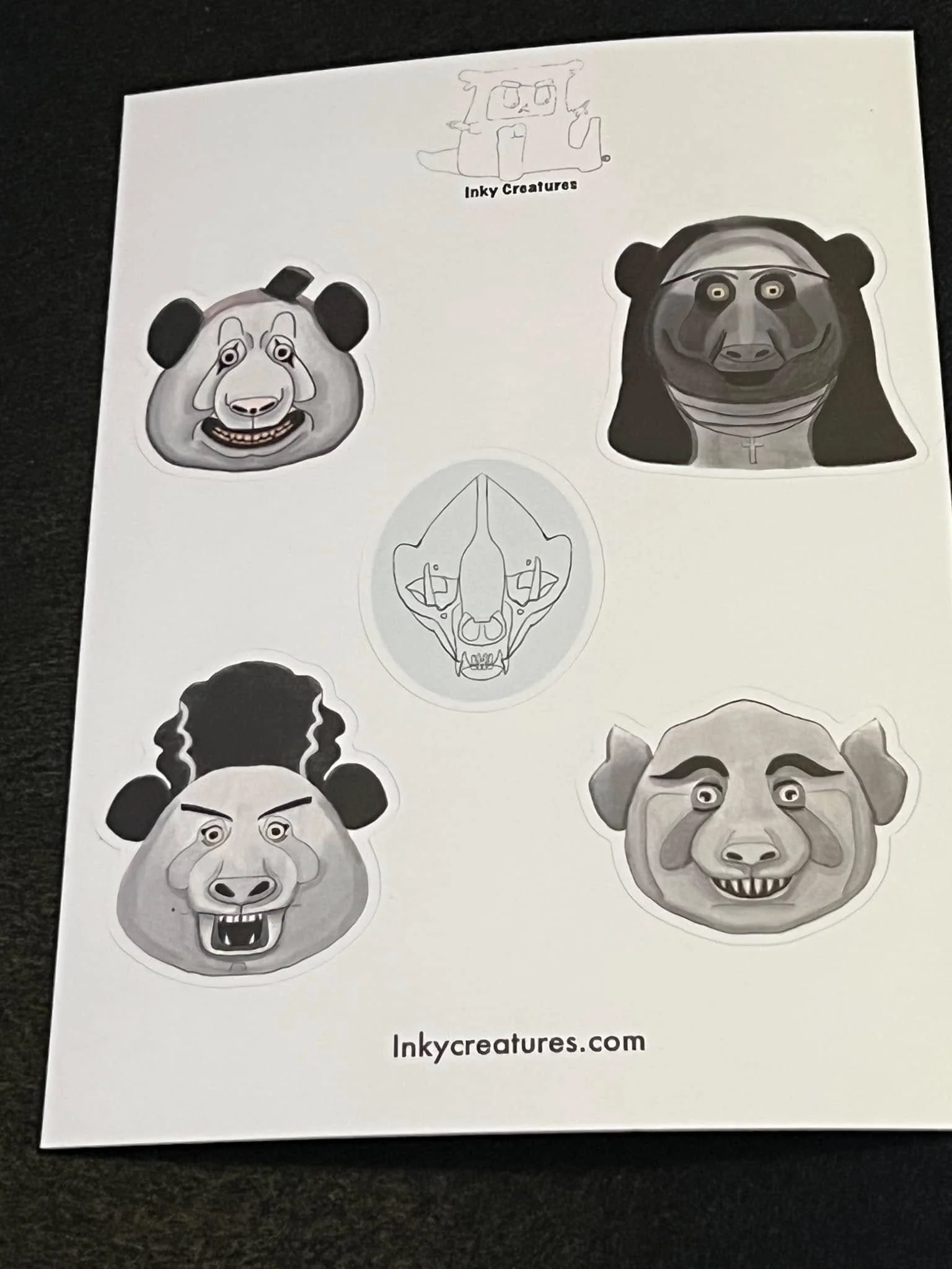 Horror Panda Sticker Sheet – 6” x 4.25” by Inky Creatures — Inky Creatures