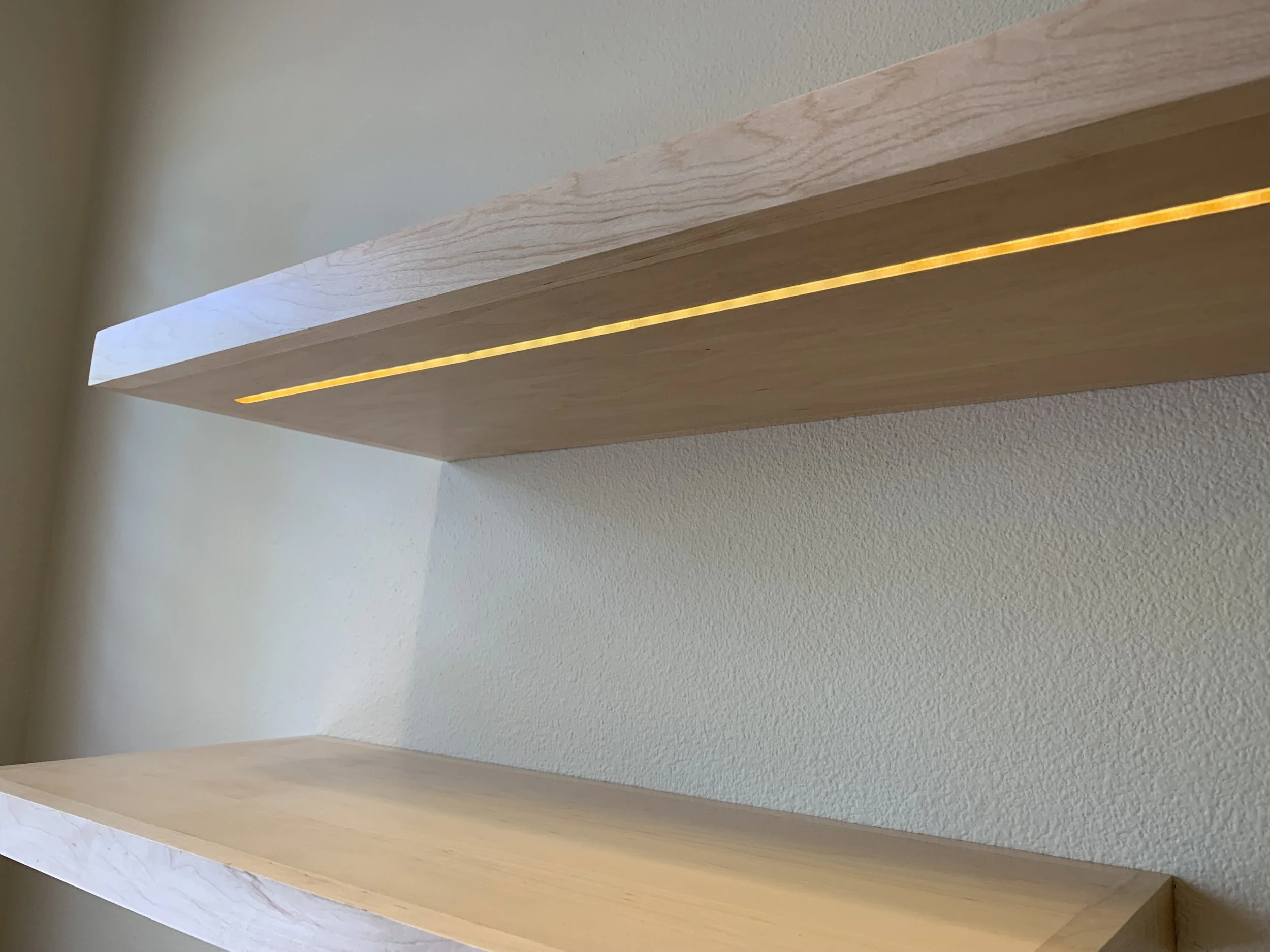 Custom design and build of maple media cabinet with curly maple veneer