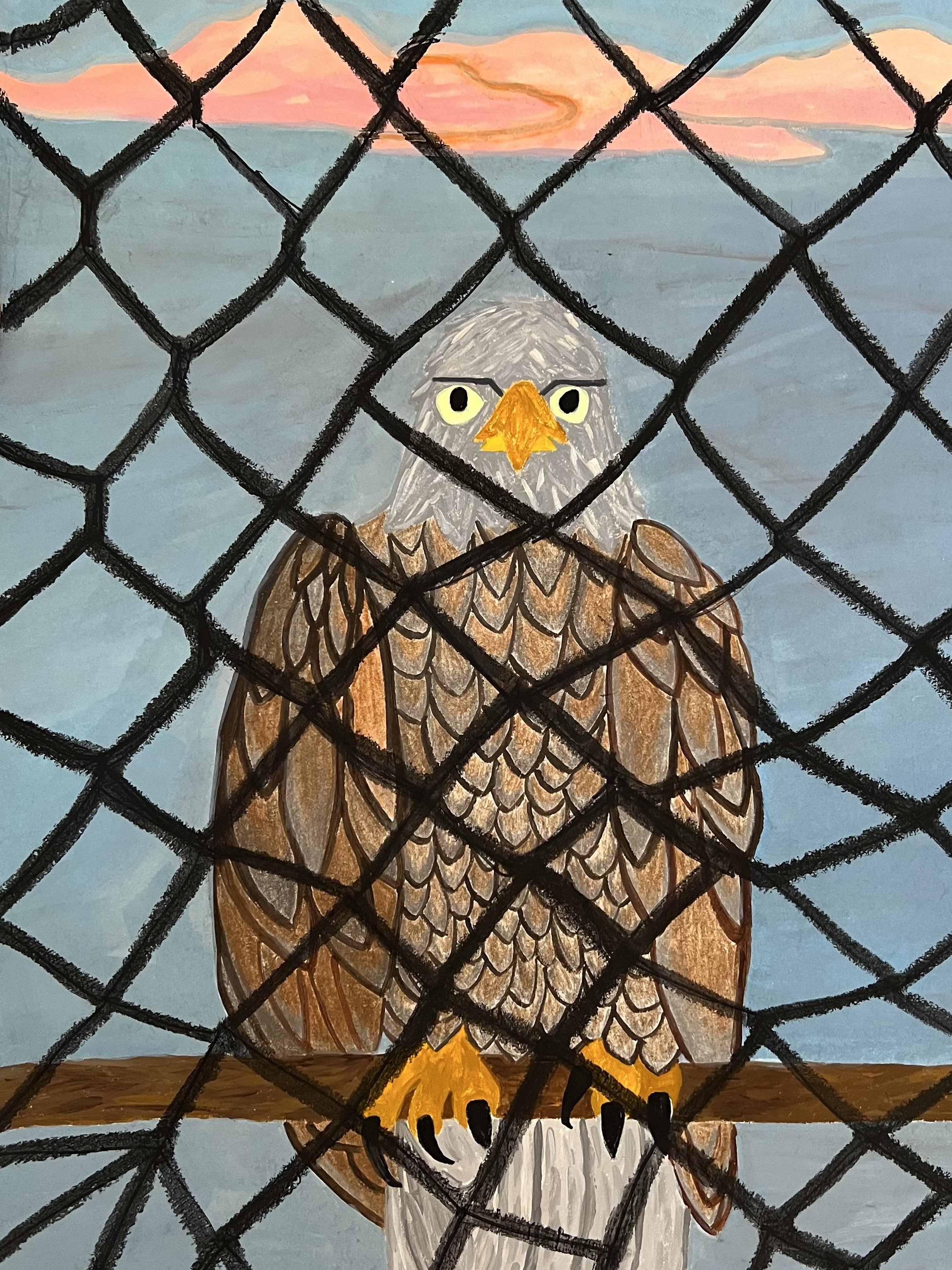 American Bald Eagle at Zoo Atlanta 18"x24" acrylic paint, colored pencil, crayon, marker, and tempera paint stick on Korean Hanji Paper
Price Upon Request