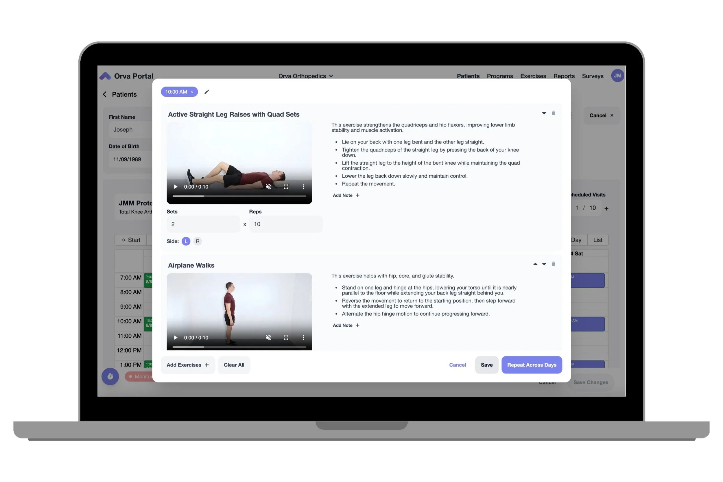 Orva patient progress monitoring showing recovery milestones and outcome measurements