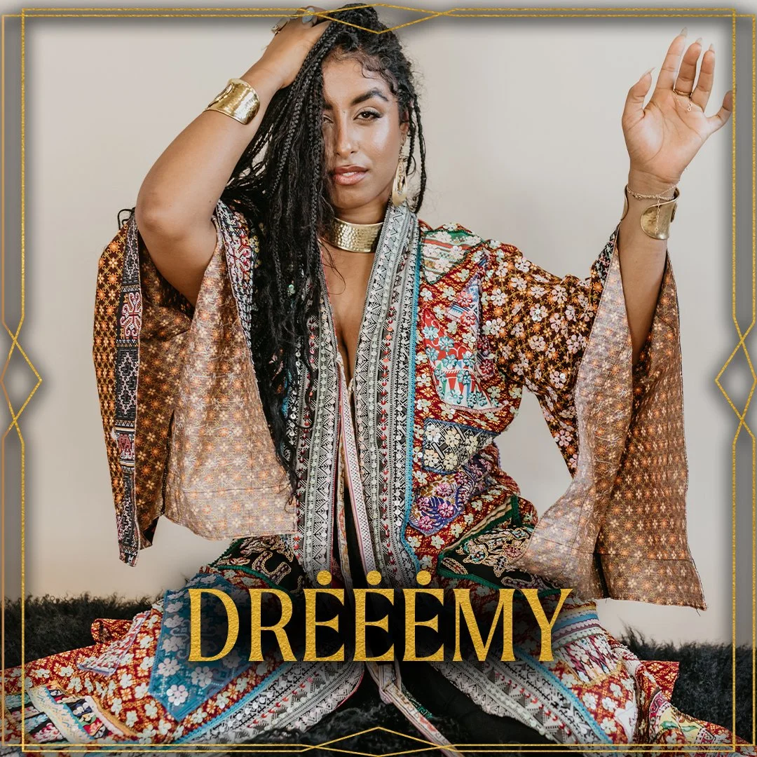 is a multi-dimensional producer, performer, and ceremonial architect, DREEEMY brings the esoteric soul of our course. She guides students through intention-setting practices, ancestral remembrance rituals, voice activation, and artistic emergence.
