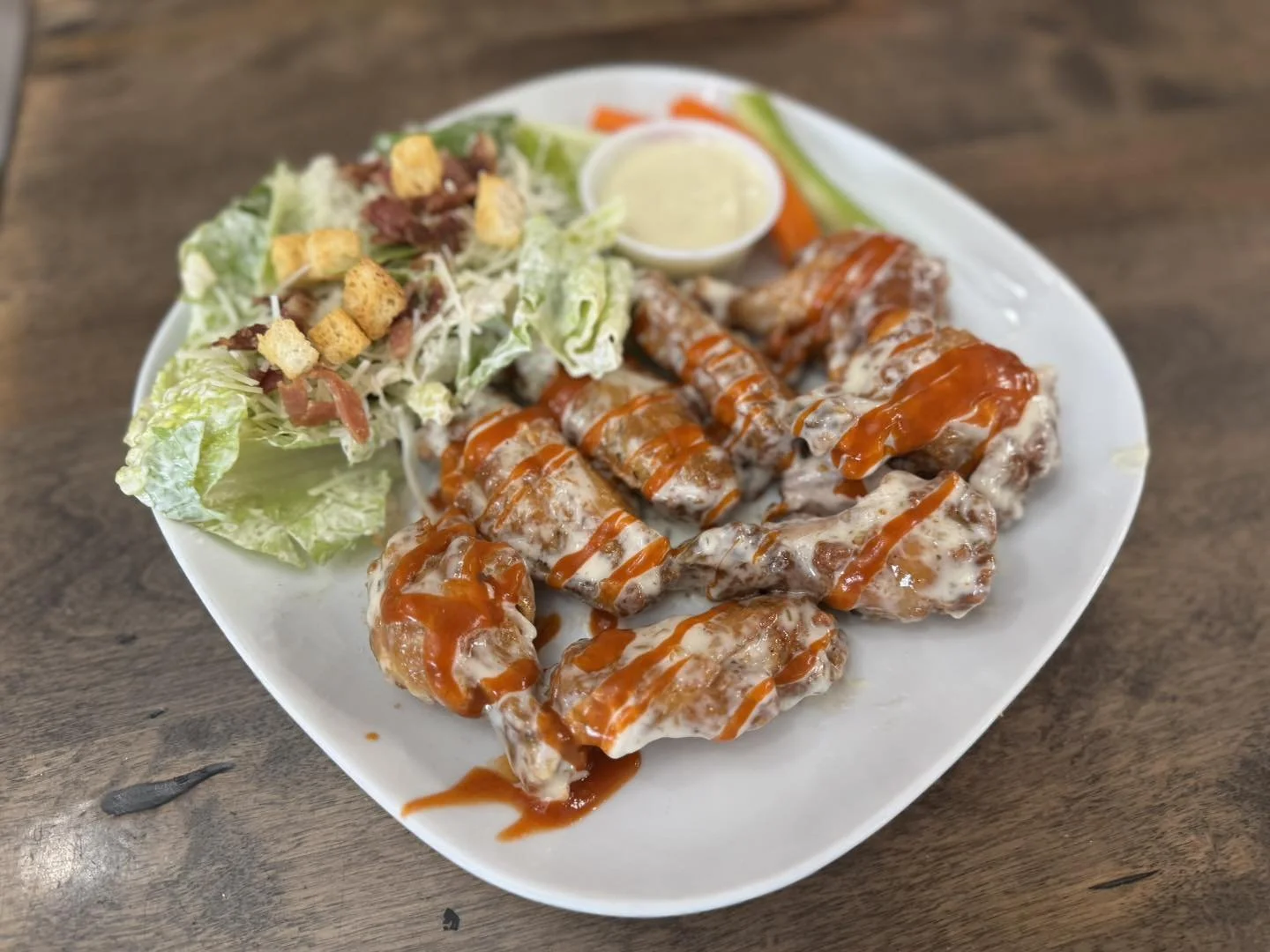 So excited for this flavour.  Created by our very own cook.. Buffalo Ranch!  This flavour and many more available on Tuesdays!  1lb of wings and fries (or salad) for $14!! All day Tuesdays!