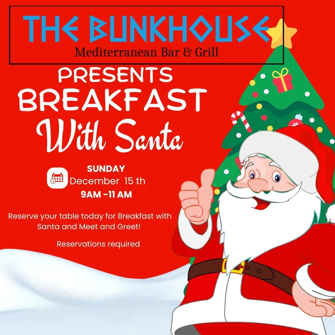 We have new spots available!!! (groups of 5 or less) 

Santa is Coming!!! He will be at The Bunkhouse from 9-11 am Dec 15th!
Reservations required for Breakfast!  Only a few spots available, please call to reserve a spot!