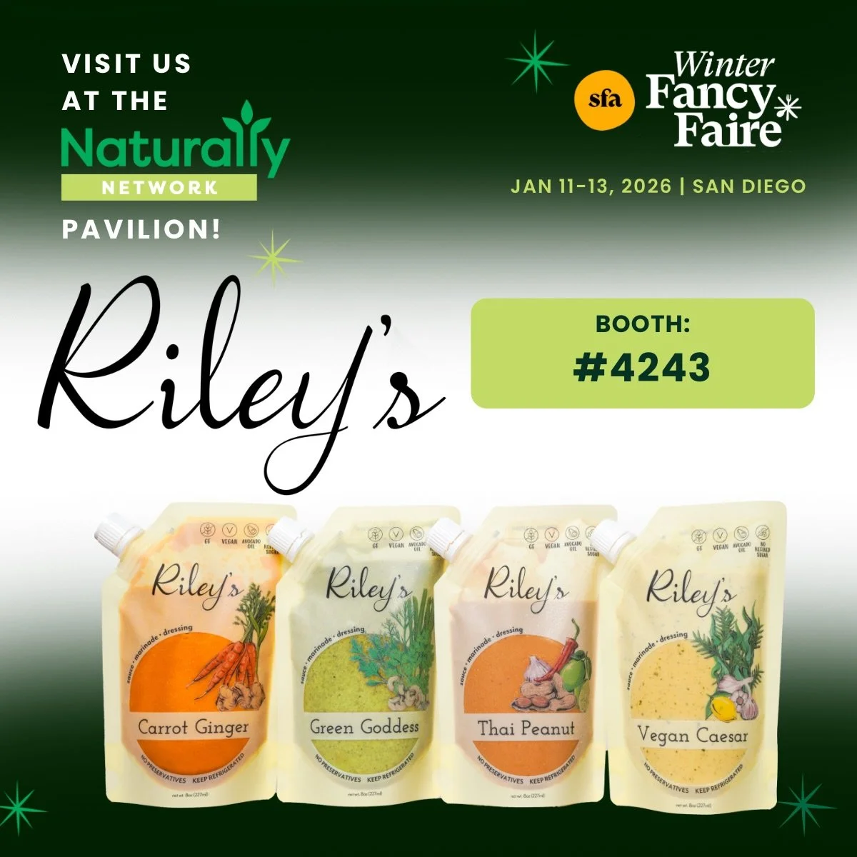 We&rsquo;re SO excited to be at the Food Faire! 🎉
Come say hi, sample all the flavors, and find us at Booth #4243 💚
Can&rsquo;t wait to meet you!!