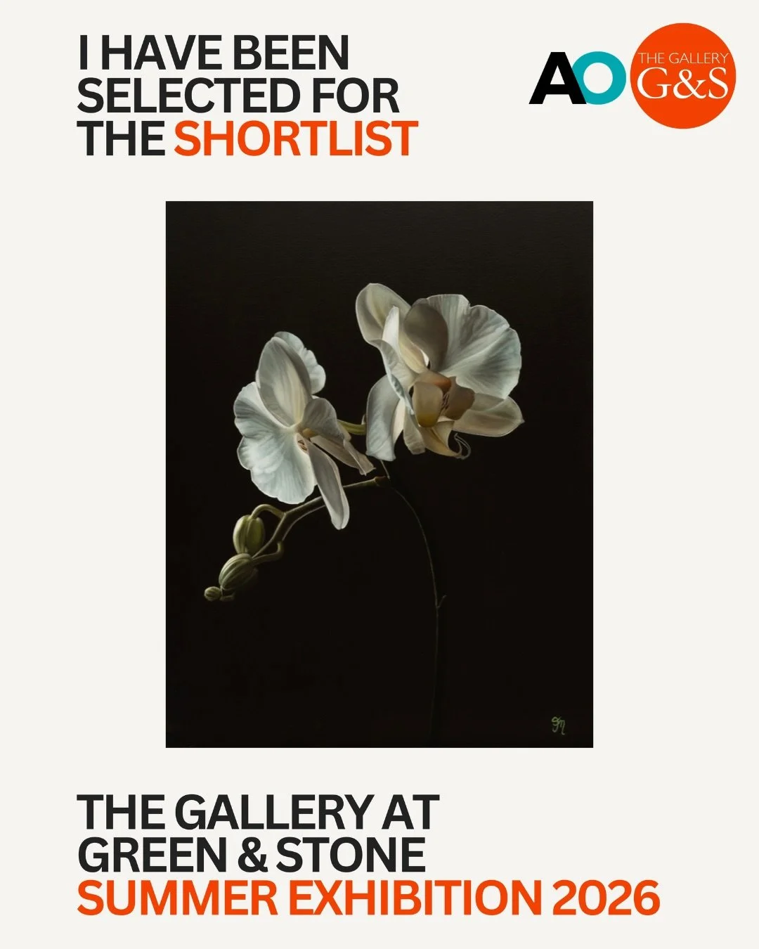 I&rsquo;m delighted to share that &lsquo;Ethereal Grace&rsquo; (Orchid I) has been shortlisted for the Green &amp; Stone Summer Exhibition 2026.

Selected from more than 2,300 entries, the exhibition brings together 165 works across painting, drawing