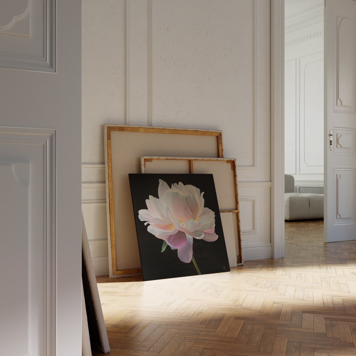 trish-mitchell-pink-peony-flower-radiance-unveiled-oil-painting