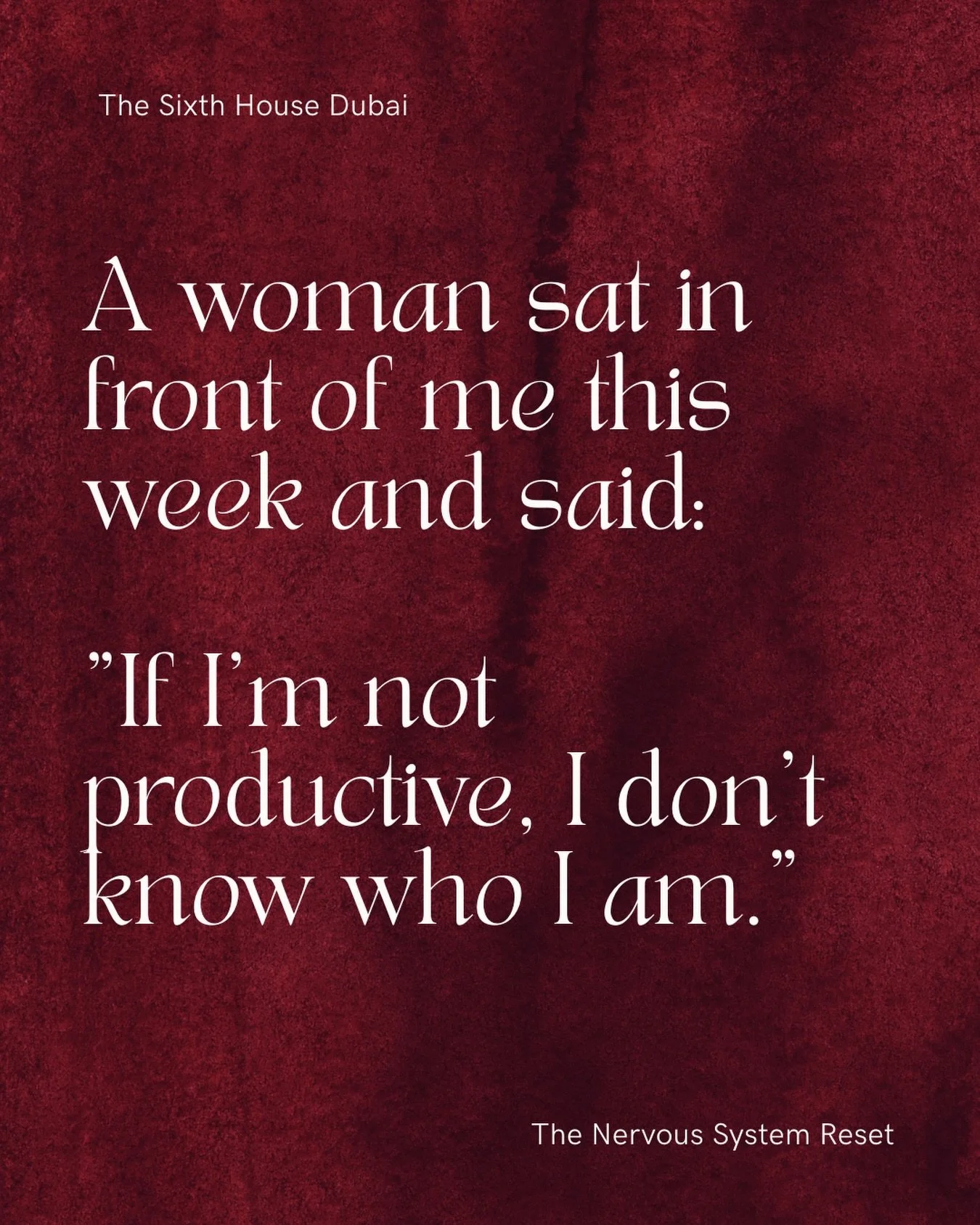 A woman sat in front of me this week and said:

&ldquo;If I&rsquo;m not productive, I don&rsquo;t know who I am.&rdquo;

And she isn&rsquo;t alone. I hear versions of this every week.

Women who can&rsquo;t sit down without feeling guilty. Women who 