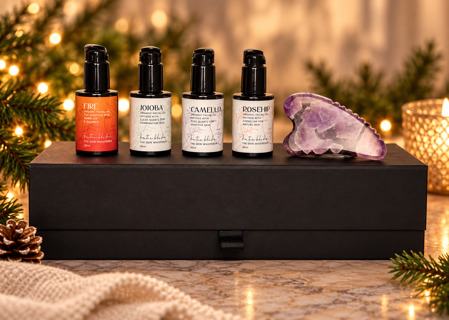Facial Oil & Amethyst Gua Sha Ritual Gift Set
