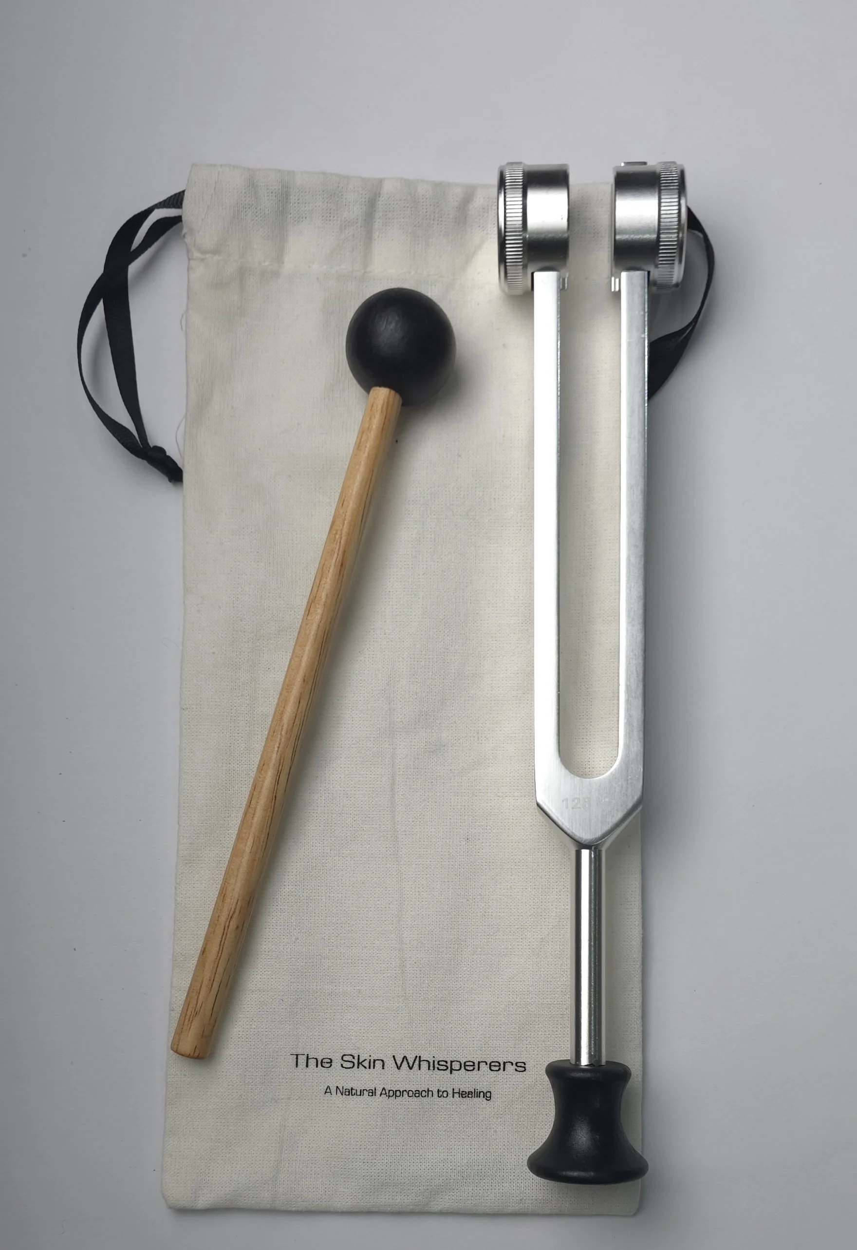 128 Hz Therapeutic Tuning Fork with Wooden Mallet & Fork Base