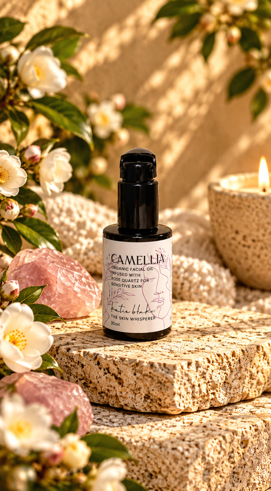 Organic Camellia Facial Oil — Infused with Rose Quartz | 30ml & 100ml