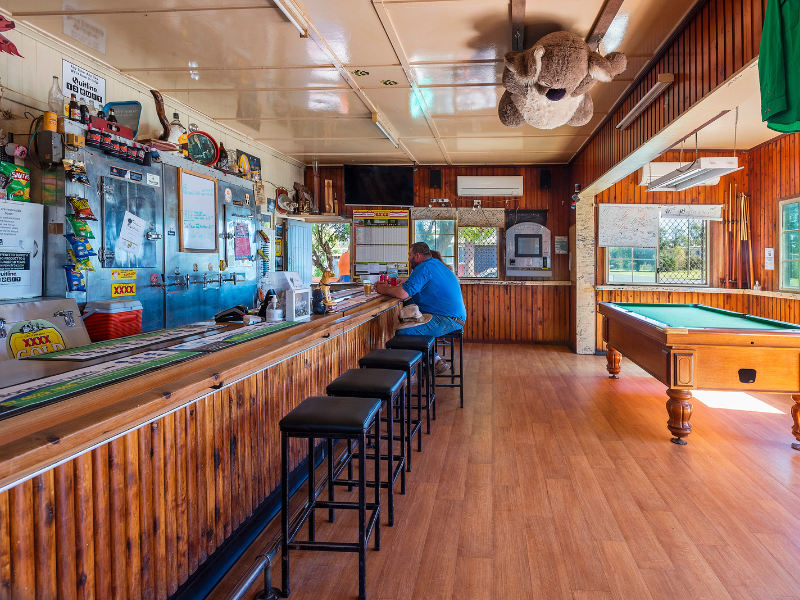 Public bar of country pub with pool table