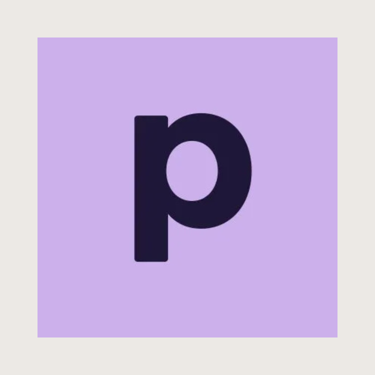 Podia logo representing the platform for selling online courses, digital products, memberships, and coaching recommended by Kendra Harris, featuring a lowercase black "p" on a light purple background.