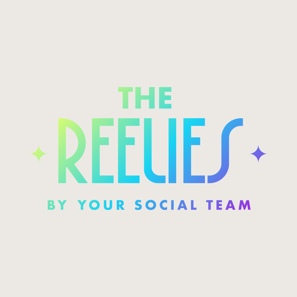 The Reelies by Your Social Team logo representing an awards program recognizing excellence in Instagram Reels and short-form video content, recommended by Kendra Harris, featuring a blue-to-purple gradient wordmark on a light neutral background.