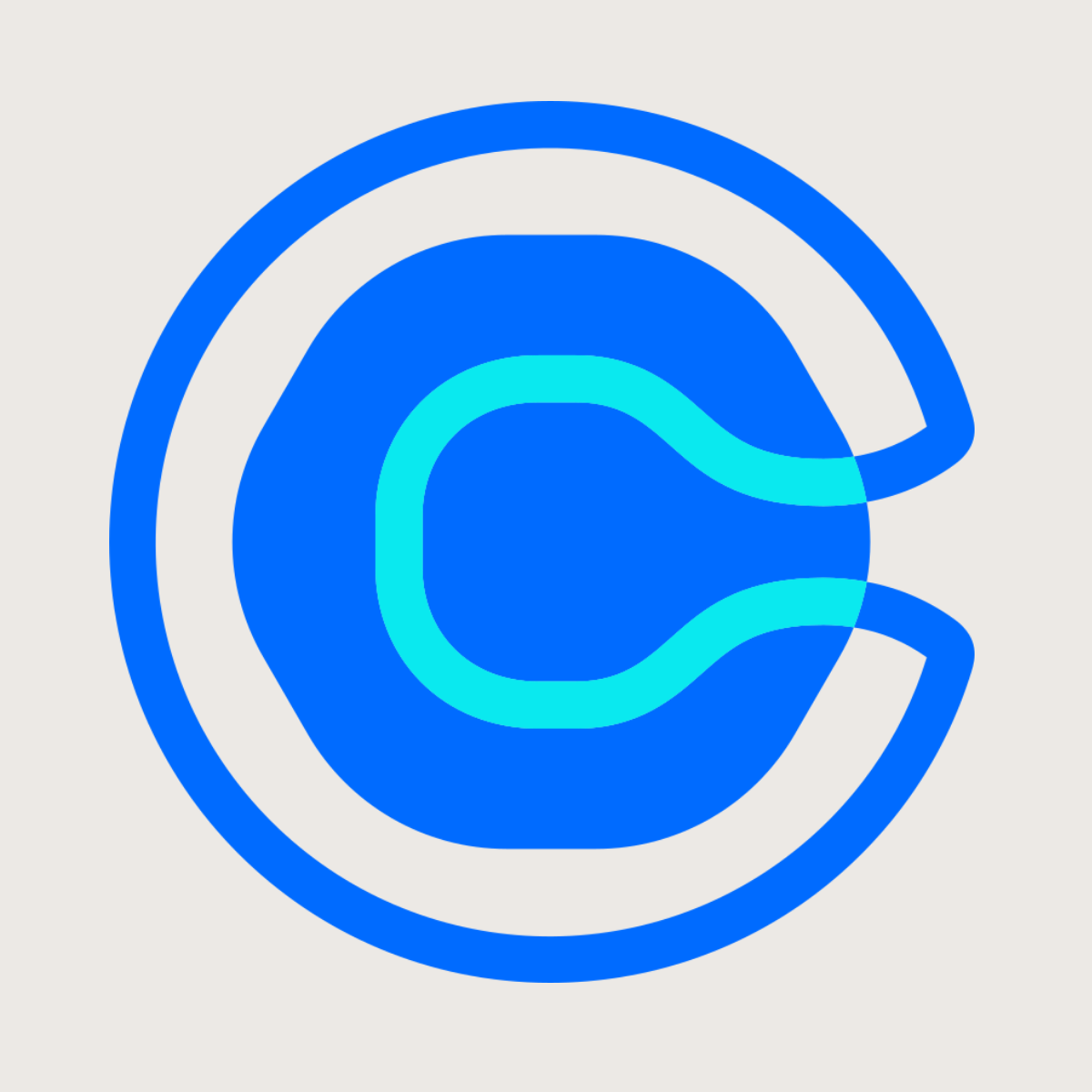 Calendly logo representing the online scheduling platform recommended by Kendra Harris, featuring a stylized blue "C" with a teal center on a light neutral background.