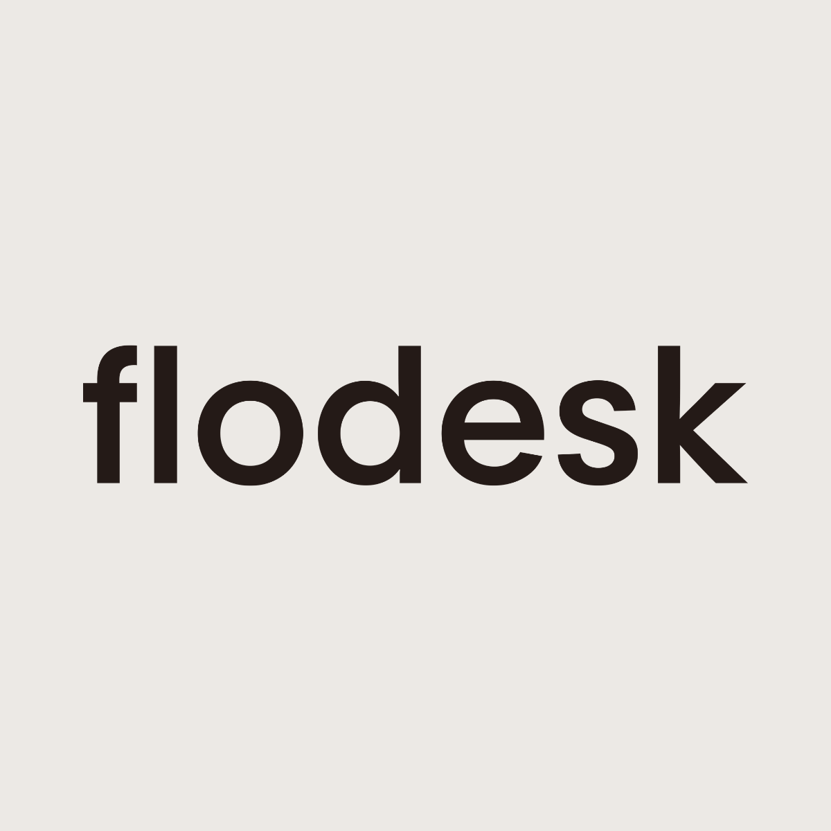 Flodesk logo representing the email marketing and automation platform recommended by Kendra Harris, featuring the Flodesk wordmark in black on a light neutral background.