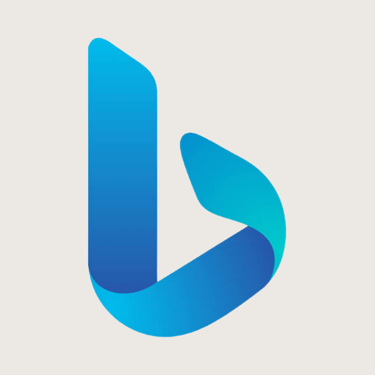 Microsoft Bing logo representing the search engine and Bing Webmaster Tools platform recommended by Kendra Harris for improving website visibility, search performance, and SEO. Features the stylized blue and teal "b" icon on light neutral background.