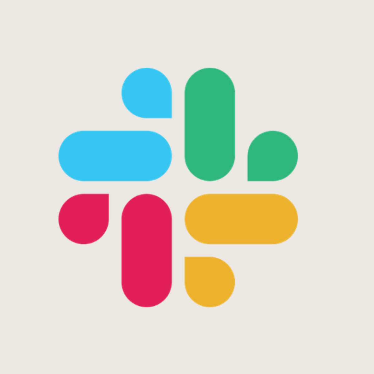 Slack logo representing the business messaging and team collaboration platform recommended by Kendra Harris, featuring the multicolored Slack symbol in blue, green, pink, and yellow on a light neutral background.