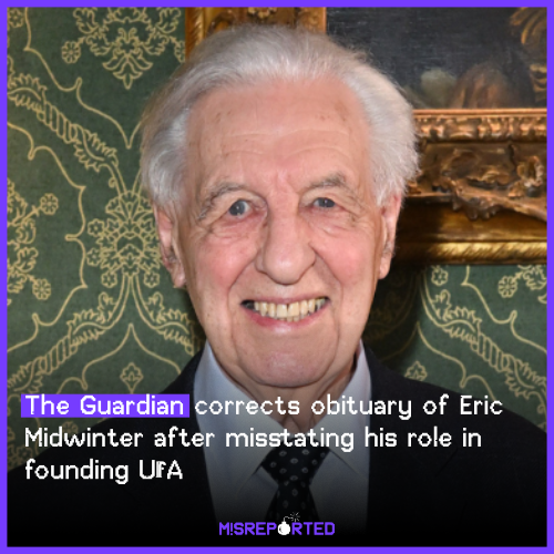 The Guardian corrects obituary of Eric Midwinter after misstating his role in founding U3A