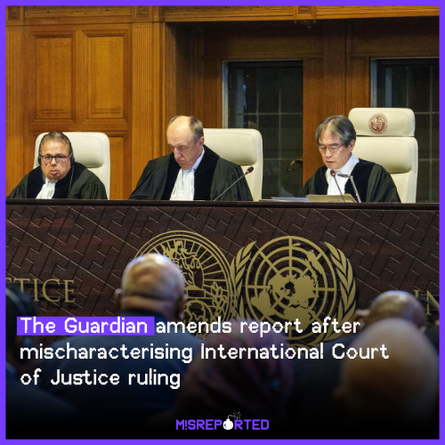 The Guardian amends report after mischaracterising ICJ ruling