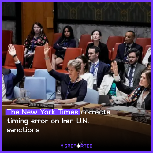 The New York Times corrects timing error on Iran U.N. sanctions