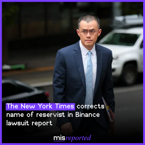 The New York Times corrects name of reservist in Binance lawsuit report