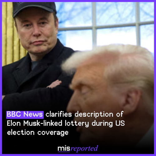BBC News clarifies description of Elon Musk-linked lottery during US election coverage