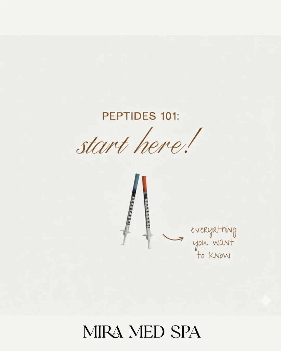✨ Peptides 101 &mdash; Start Here! ✨
Peptides are powerful signaling molecules that support everything from cellular repair to improved skin health and overall wellness.

At Mira Med Spa, our licensed Nurse Practitioner and Physician Assistant guide 