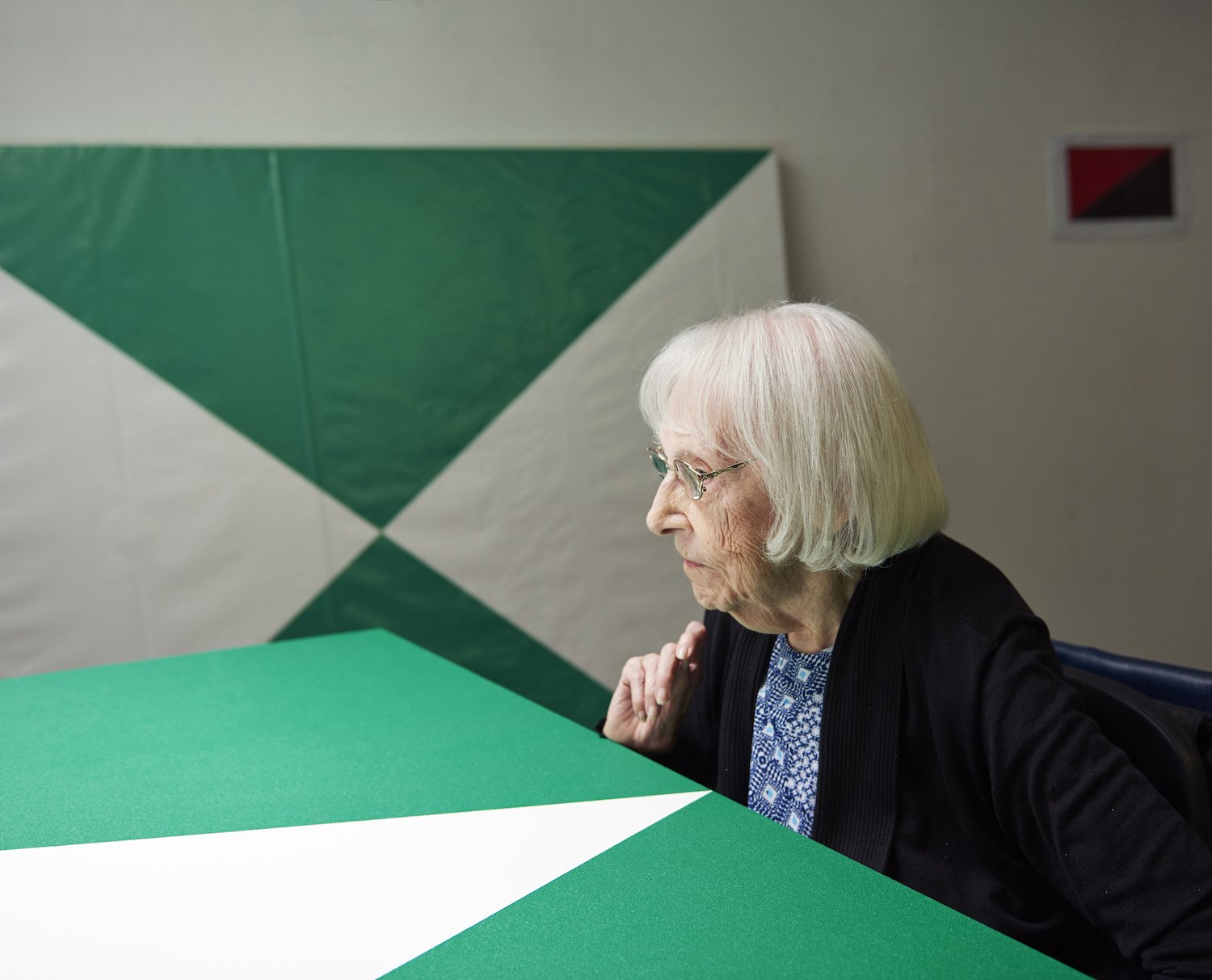 Carmen Herrera, Portrait in her Studio, 2015. © Estate of Carmen Herrera. Photo by Jason Schmidt.