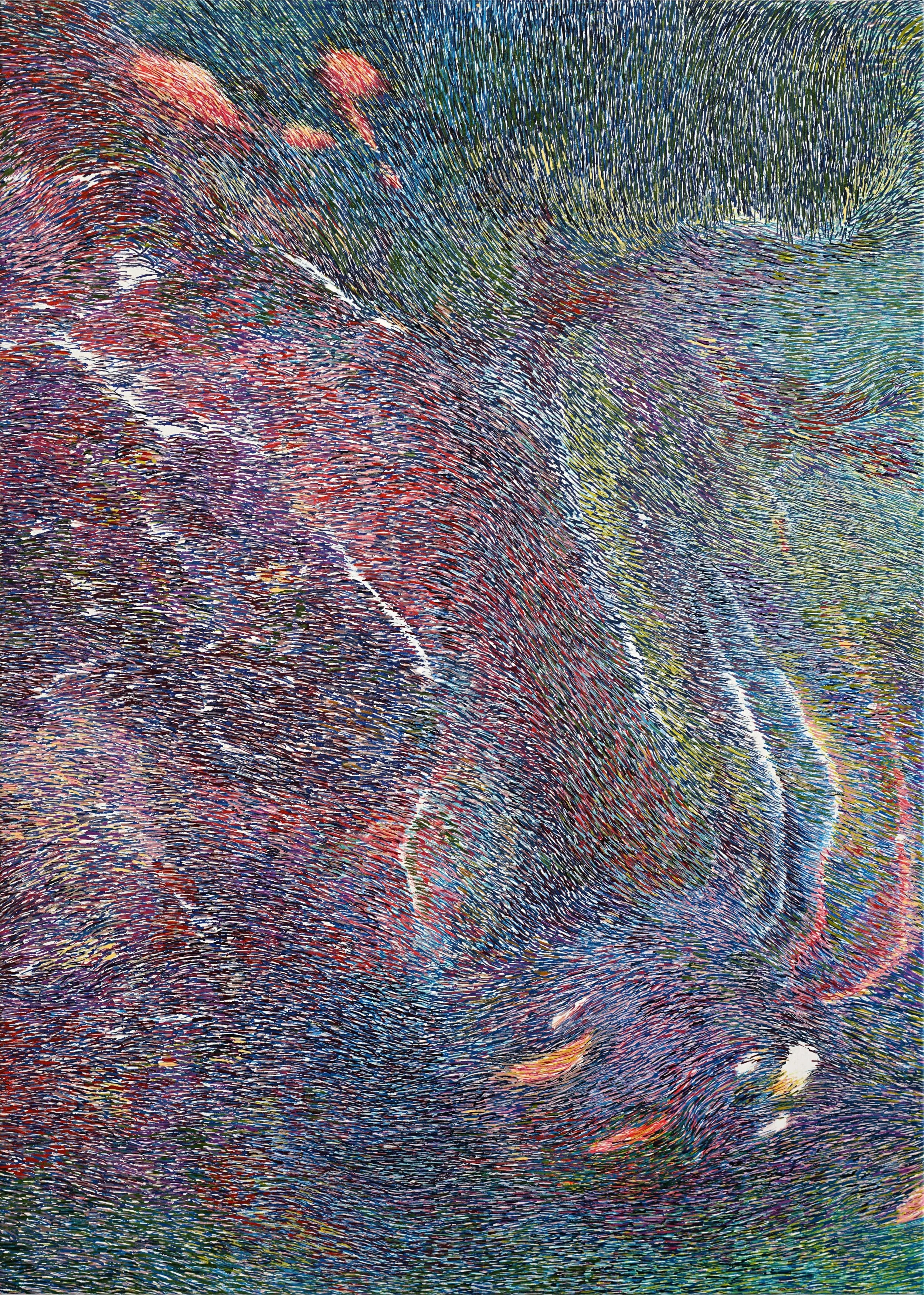 Ribbed and Veined. Tusche auf Leinwand, 70x50cm, 2024
