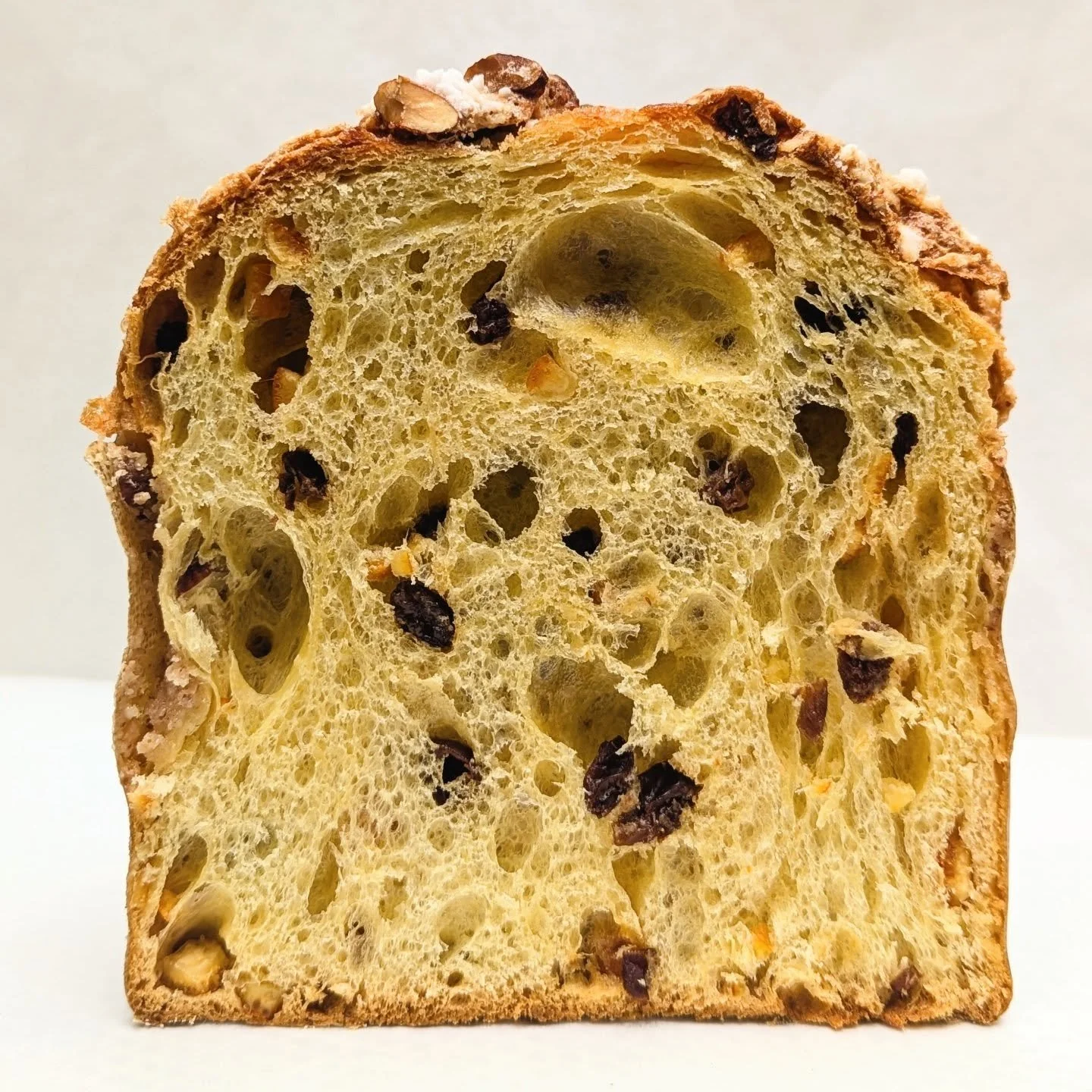 Panettone 

100% Brotraum Lievito Madre 
Bayerisches Mehl
Kandierte Orangen 
Orangenpaste
Getr&auml;nkte Rosinen 
Mandel Glaze 

So lange der Vorrat reicht - vorbestellen unter brotraum.bio