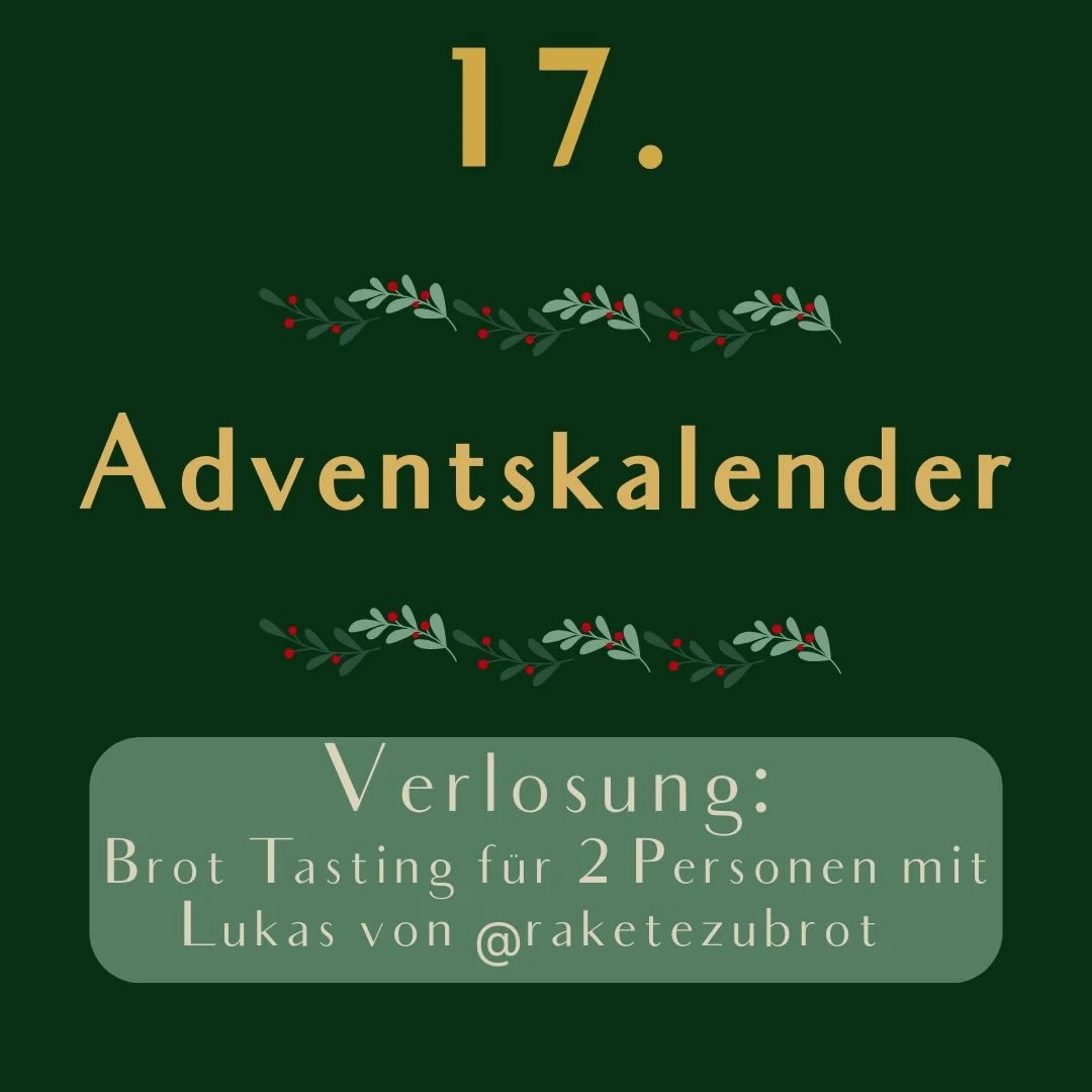 T&uuml;rchen 17 &ndash; Erlebe den perfekten Brot-Moment ❤️

Heute verlosen wir etwas Besonderes:
Einen Gutschein f&uuml;r 2 Personen f&uuml;r den ersten Brot-Tasting-Abend mit @vonraketezubrot.

Ein Abend in unserer Backstube rund um Sauerteig, Arom