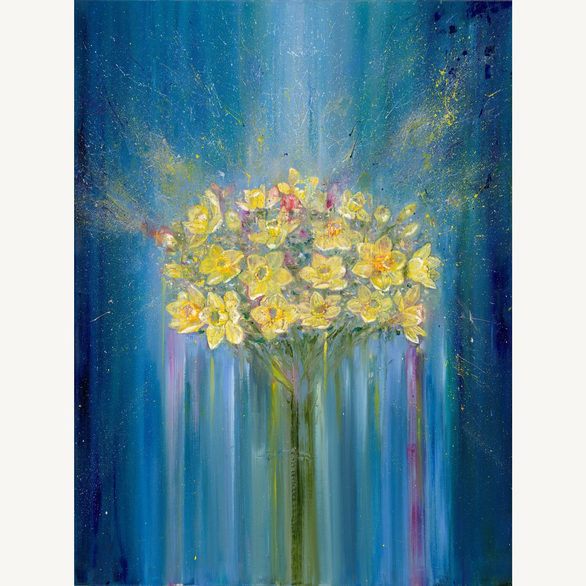 Resounding Joy - Contemporary Abstract Daffodil Oil Painting