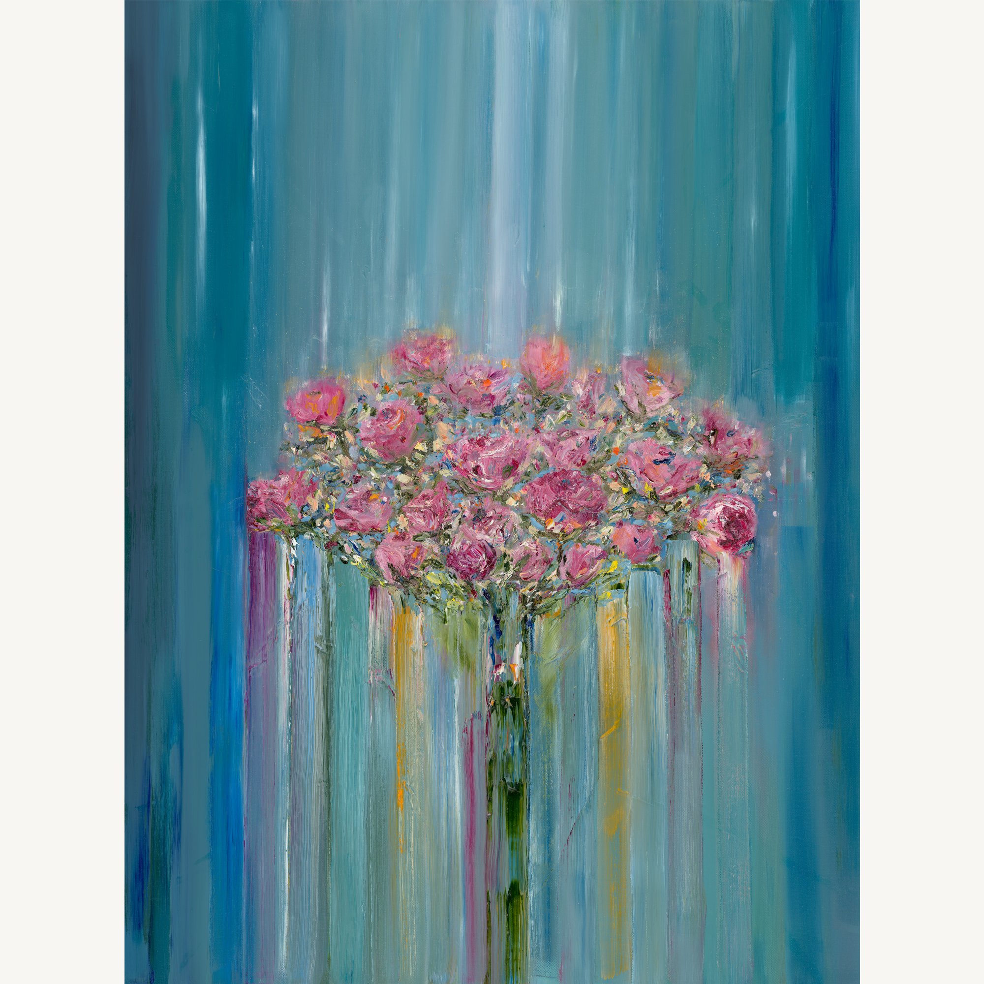 Twenty One Roses - Original Oil Painting Framed