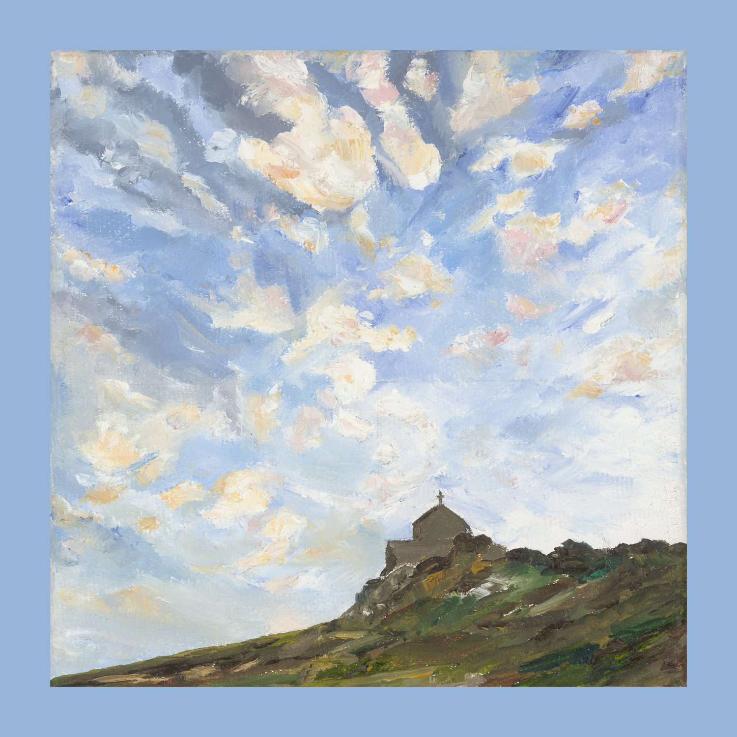 Sunrise over St Ives Island Chapel - Small Original Oil Painting