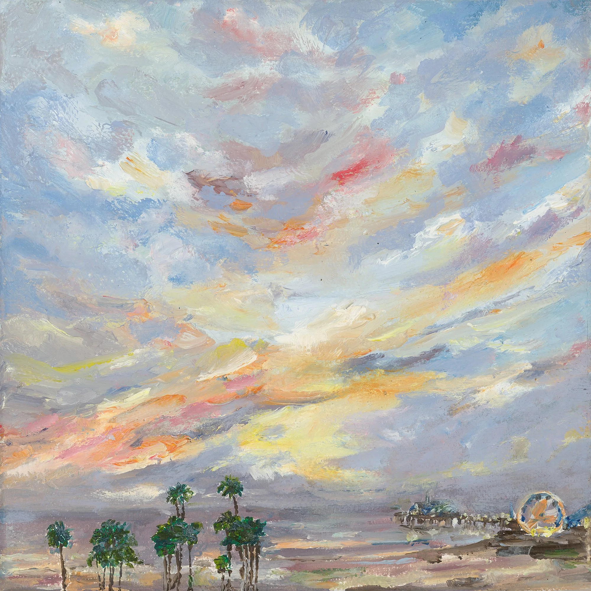 Santa Monica Sun-Dip - Small Original Oil Painting